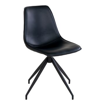 Spisebordsstol model Monaco i PU med drejefod, sort med sorte ben.
