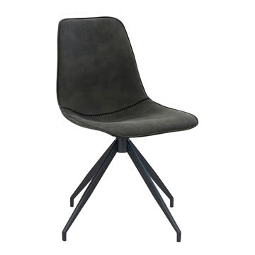 Spisebordsstol model Monaco i microfiber med drejefod, grå med sorte ben.