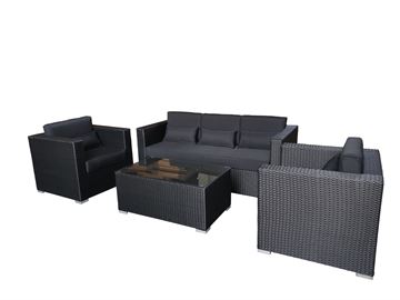Loungesæt i sort polyrattan model Coin.