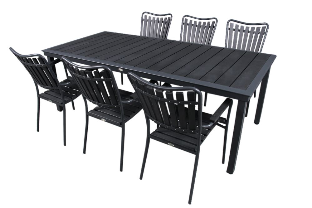 ordningen privatliv Svække 219cm havebord + 6 stole