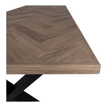 Spisebord i smoked egefinér med lige kant. 95x200x75 cm