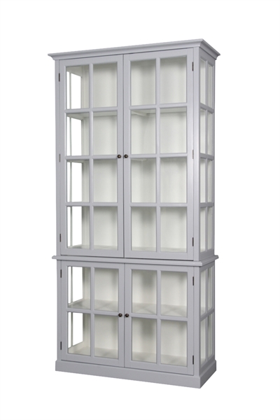 Sprogø Vitrineskab - 220x110x45 cm - Grå/Hvid