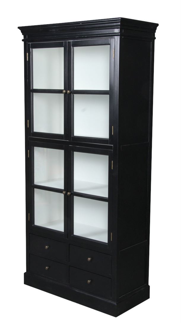 Peberholm Vitrineskab - 200x95x44 cm - Sort/Hvid