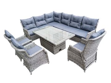 Loungesæt model Alicante. Mixed grey polyrattan.