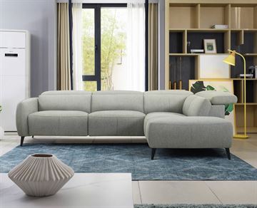 Beatrice Sofa - m/reclinerfodstøtte - Højrevendt Open end - Støvet grøn