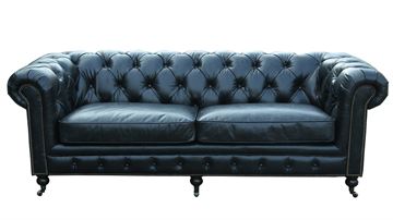 3 pers Chesterfield model Oakland med sort læder.