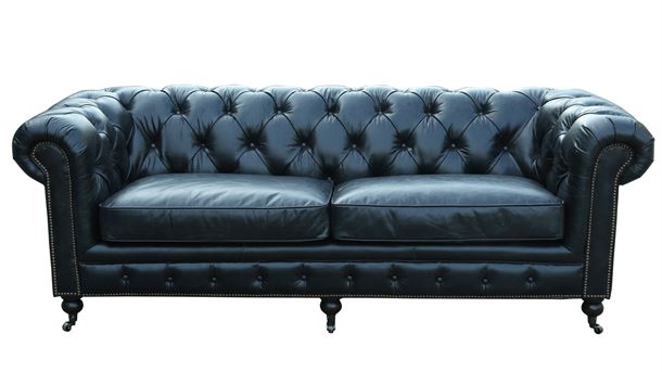 3 pers Chesterfield model Oakland med sort læder.