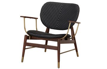 Commune Lounge - model Volta- Valnød med sæde i ægte læder