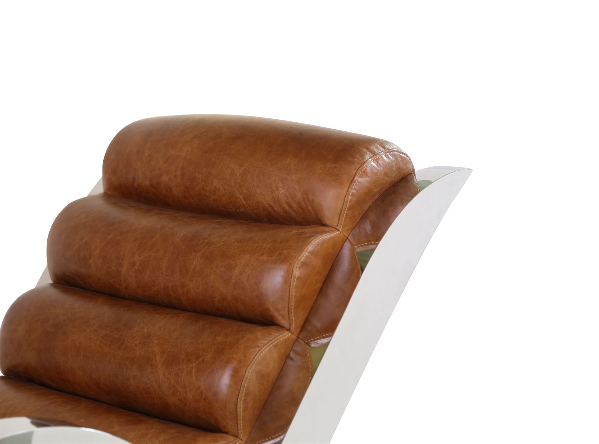 Demon Play bande møbel Hvilestol Læder/Stainless Art deko chair Cuba brown.