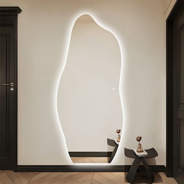Neptun Organisk Spejl - 80x180 cm - med LED  <SPAN STYLE=\'color:#d0121a;\'>FORUDBESTIL</SPAN>