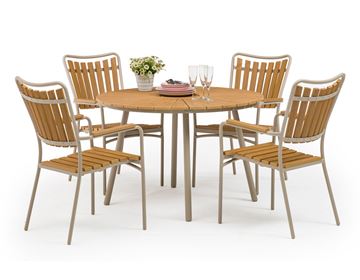 DaneLine Adam havesæt m/4 stole Ø110 cm - Nonwood - Latte