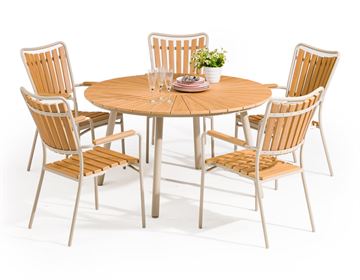 DaneLine Adam havesæt m/5 stole Ø130 cm - Nonwood - Latte