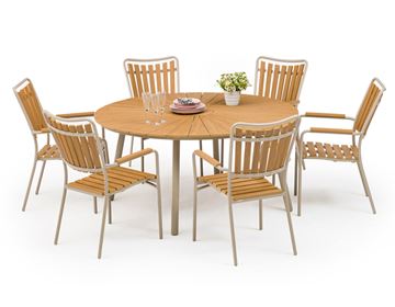 DaneLine Adam havesæt m/6 stole Ø150 cm - Nonwood - Latte