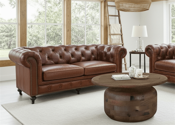 Oakland Chesterfield 2 pers. Lædersofa - Newark Brown 