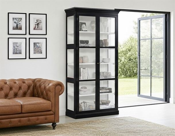 Christiansø Vitrineskab - 212x120x44 cm - Sort/Hvid	