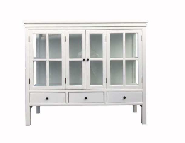Hjarnø Vitrineskab - 110x130x45 cm - Hvid/Hvid  <SPAN STYLE=\'color:#d0121a;\'>FORUDBESTIL</SPAN>