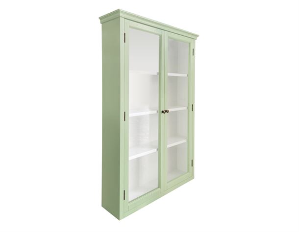 Lindholm Væghængt Vitrineskab - 121x81x21 cm - Grøn/Hvid <SPAN STYLE=\'color:#d0121a;\'>FORUDBESTIL</SPAN>