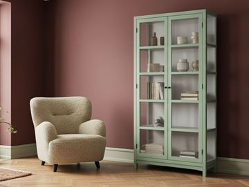 Drejø Vitrineskab - 198x92,5x38 cm - Grøn/Hvid