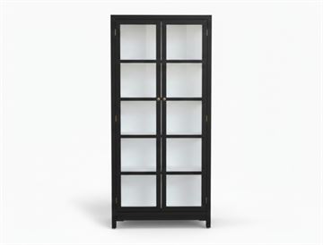 Drejø Vitrineskab - 198x92,5x38 cm - Sort/Hvid