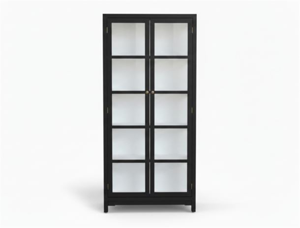 Drejø Vitrineskab - 198x92,5x38 cm - Sort/Hvid