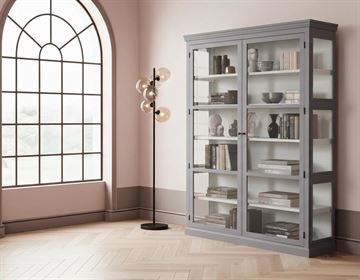 Fyn Vitrineskab - 212x148x44 cm - Grå/Hvid