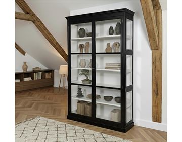 Fyn Vitrineskab - 212x148x44 cm - Sort/Hvid  