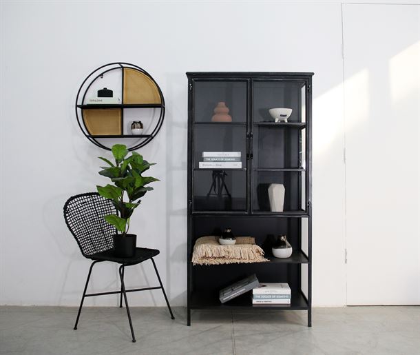 Juelsminde Vitrineskab i Metal - 80x40x160 cm - Antiksort