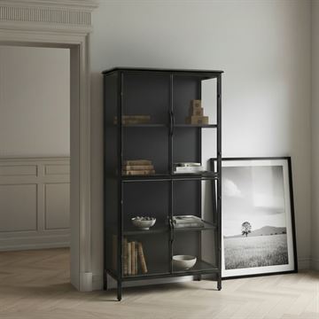 Kerteminde Vitrineskab i Metal - 80x40x160 cm - Sort 