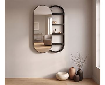 Orion Ovalt Spejlskab - 40x120 cm - Sort.  <SPAN STYLE='color:#d0121a;'>FORUDBESTIL</SPAN>	