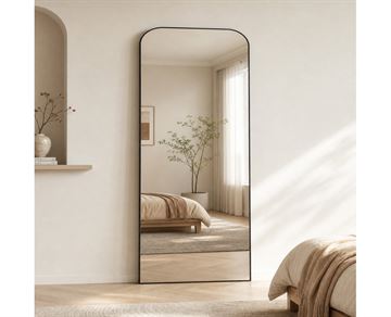 Tellus Spejl m/buet top - 80x190 cm - Sort.  <SPAN STYLE='color:#d0121a;'>FORUDBESTIL</SPAN>	