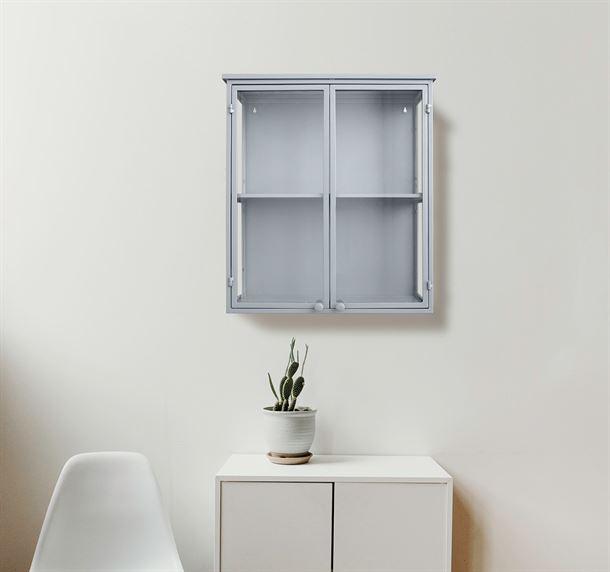 BLACK WEEK - Tisvildeleje Væghængt Vitrineskab i Metal - 58,5x25x65,5 cm - Grå