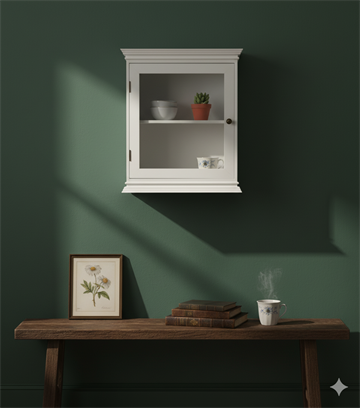 Langeland-Væghængt-Vitrineskab-Hvid/hvid