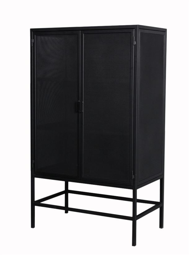 BLACK WEEK - Roskilde Vitrineskab i perforeret metal - 130x76x45 cm  - Sort