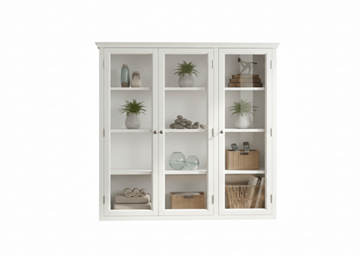 Læsø Væghængt Vitrineskab - 121x120x26 cm - Hvid/Hvid 