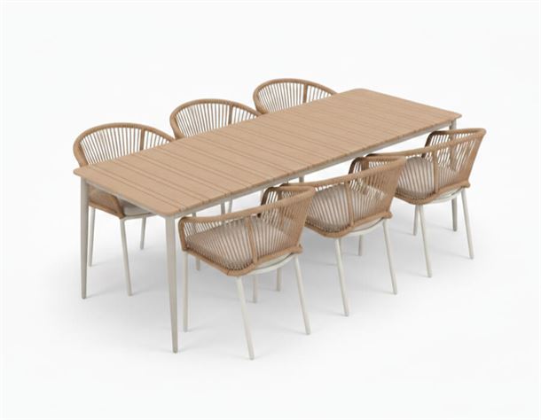 Malmø havemøbelsæt m/6 Nora stole