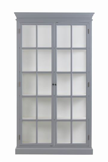 Vitrineskab med sprosser Grå/hvid H225xB127cm