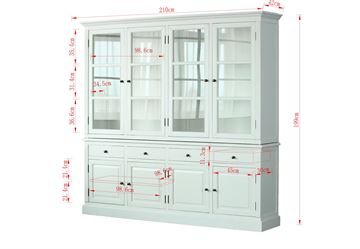 Vitrineskab B 210 x H 199 x D 42 cm Hvid Ral 9016