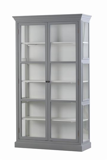 Vitrineskab 212x120x44cm Grå/hvid 