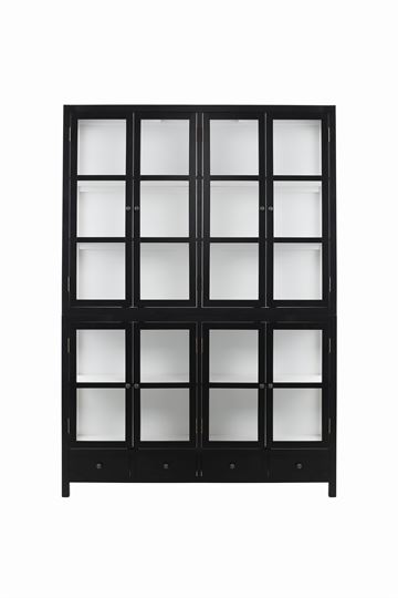 Vitrineskab H212xB150xD40cm Sort/hvid