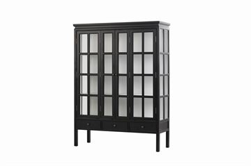 Vitrineskab  175x130x45cm sort antikmalet