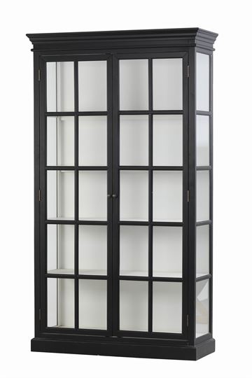 Vitrineskab med sprosser antiksort RAL 9005