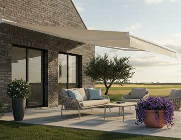 Pil markise, m/motor, beige/hvid, 4,8 x 3,0 m <SPAN STYLE='color:#d0121a;'>FORUDBESTIL</SPAN>  