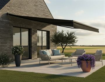 Pil markise, m/motor, grå/grå, 3,5 x 3,0 <SPAN STYLE='color:#d0121a;'>FORUDBESTIL</SPAN> 