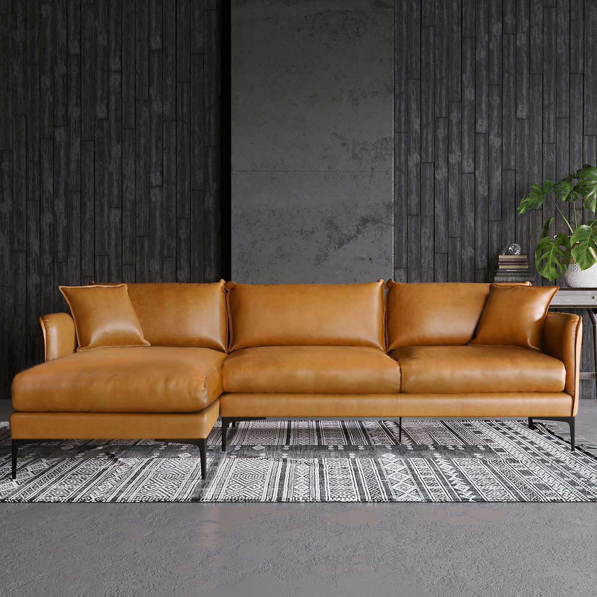 Chaiselong sofa venstrevendt model Bergen - farve Tan Brown