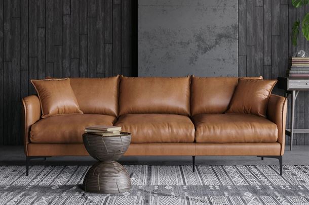 3 pers læder sofa model Marbella - farve Mulberry Brown