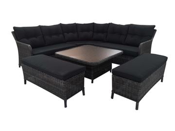 Loungesæt model Sevilla. Mixed black polyrattan.
