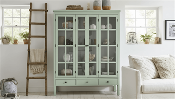 Venø Vitrineskab - 175x130x45 cm - Grøn/Hvid