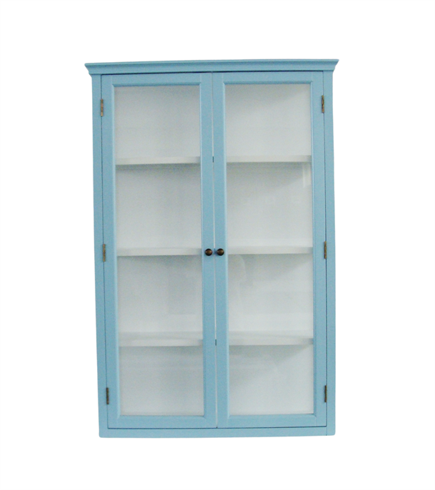 Lindholm Væghængt Vitrineskab - 121x81x21 cm - Blå/Hvid 