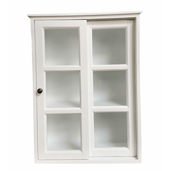 Sejerø Væghængt Vitrine m. skydelåger - 70x50x20 cm - Hvid/Hvid 