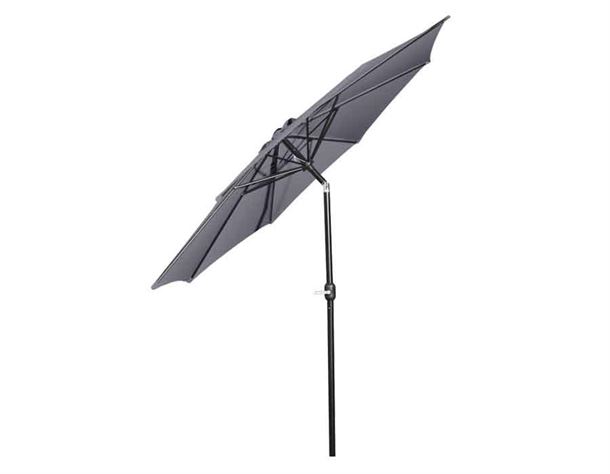 Alu parasol m/krank og tilt - Ø 3 meter - Grå